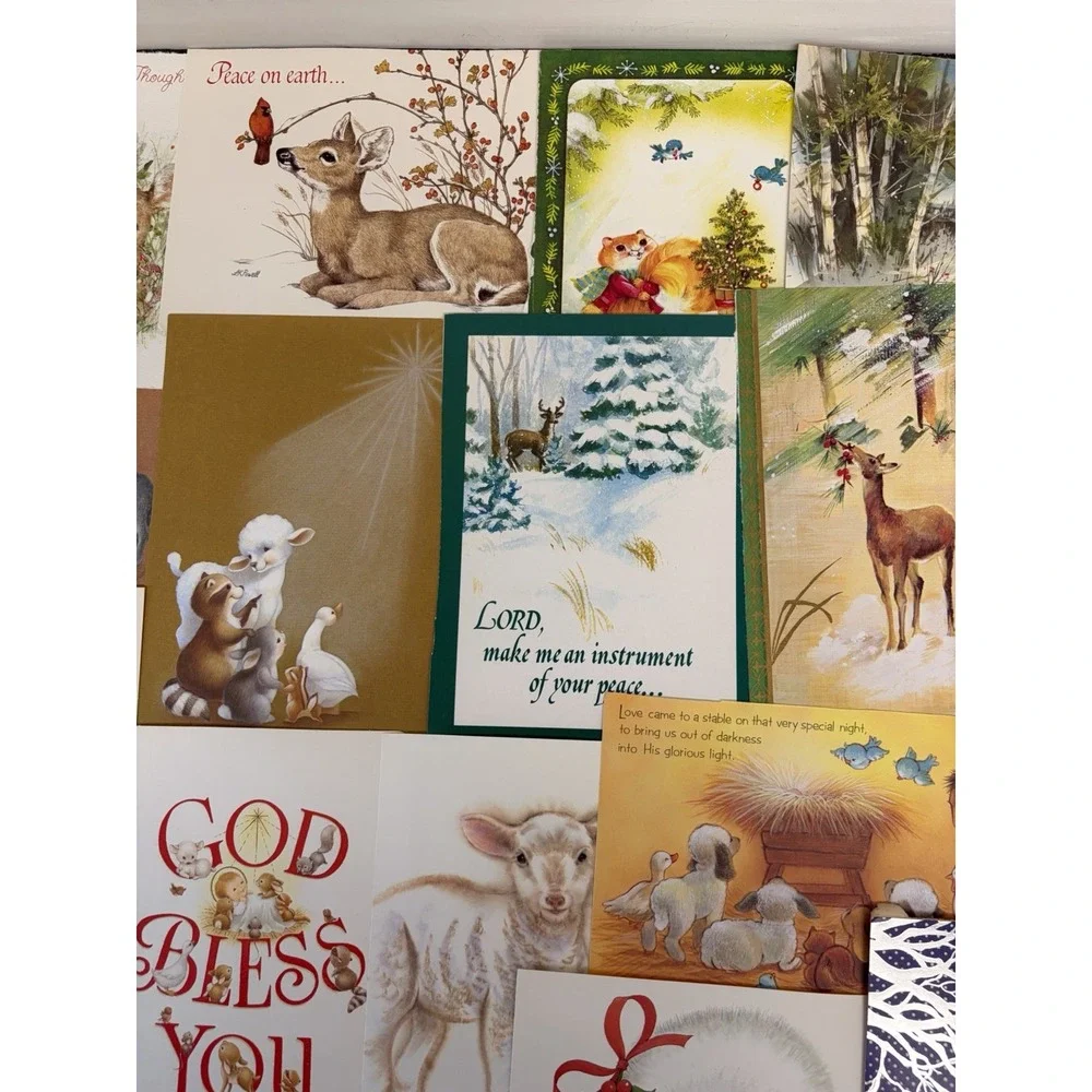 Vintage Animal Christmas Cards Fronts ONLY Scrapbooking Crafts Decoupage 50+